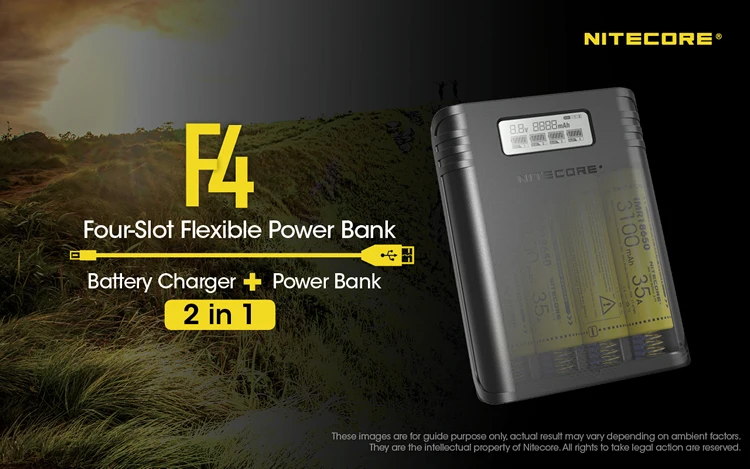 Зарядное устройство NITECORE F4 2 в 1 четыре слота гибкий внешний аккумулятор зарядка