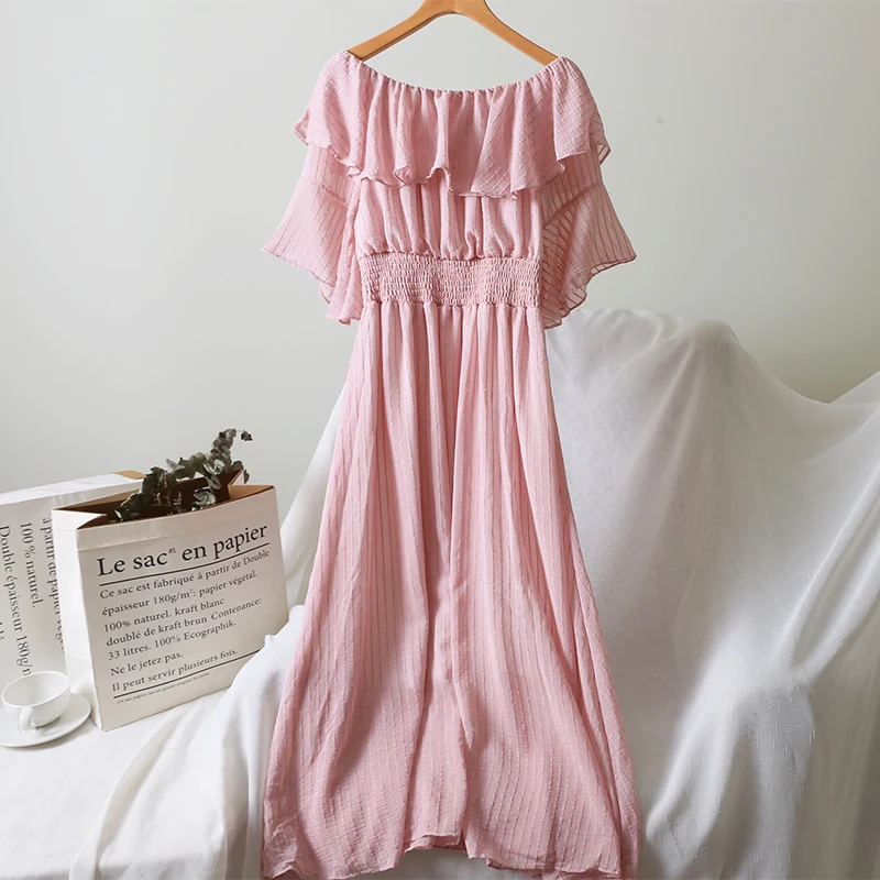 Летнее платье на одно плечо с листьями лотоса женское пляжное платье|Женские