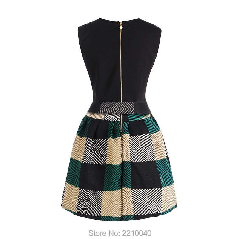 2017 модные подростковые платья для девочек в клетку без рукавов с принтом