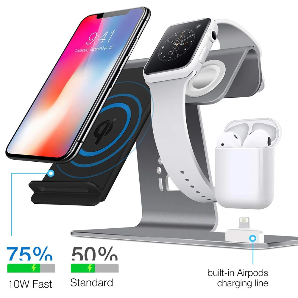 Qi Быстрое беспроводное зарядное устройство Подставка для samsung S10 iPhone XS Max XR X 8 Plus