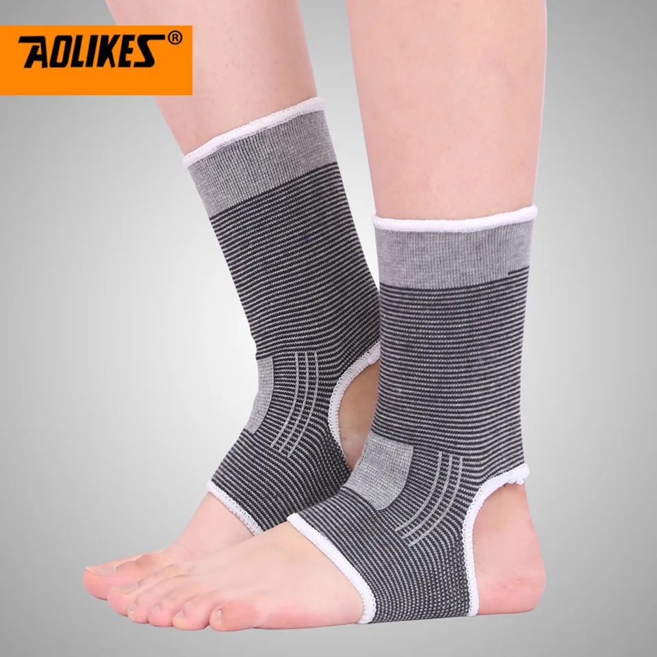 Gray AOLIKES 1 пара поддержка лодыжки Brace продукт ноги Баскетбол Футбол бадминтон против растяжения лодыжки теплый уход за грудью для мужчин и женщин - Цвет: Gray
