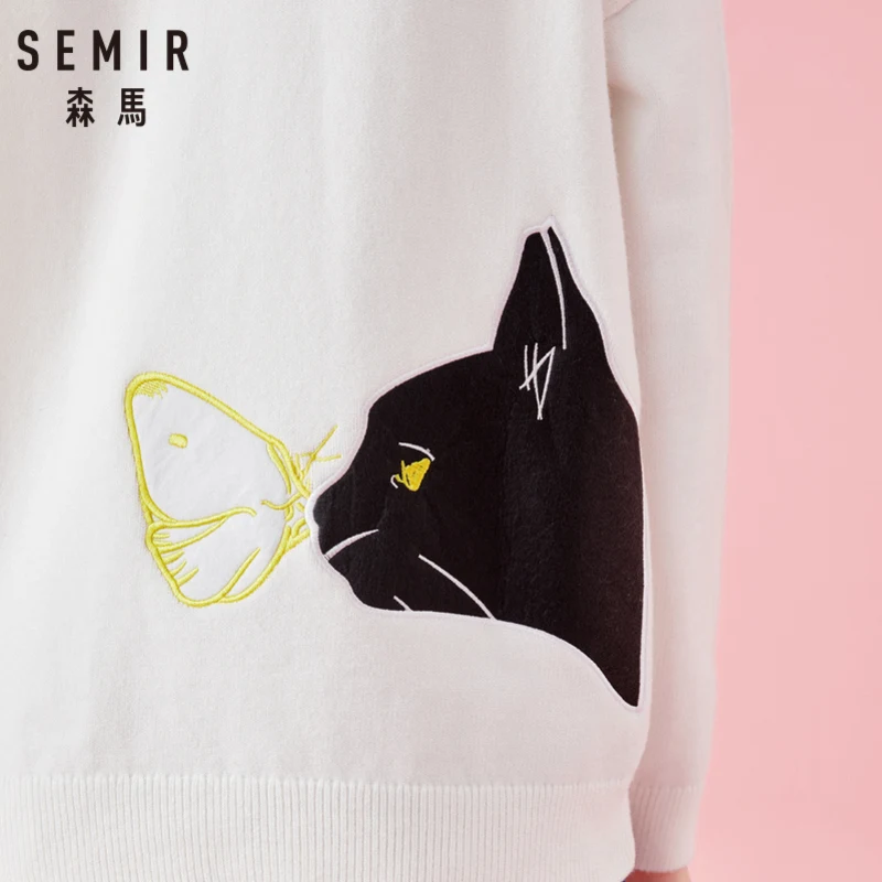 SEMIR Для женщин тонкий вязаный свитер с графической аппликацией сзади якобы