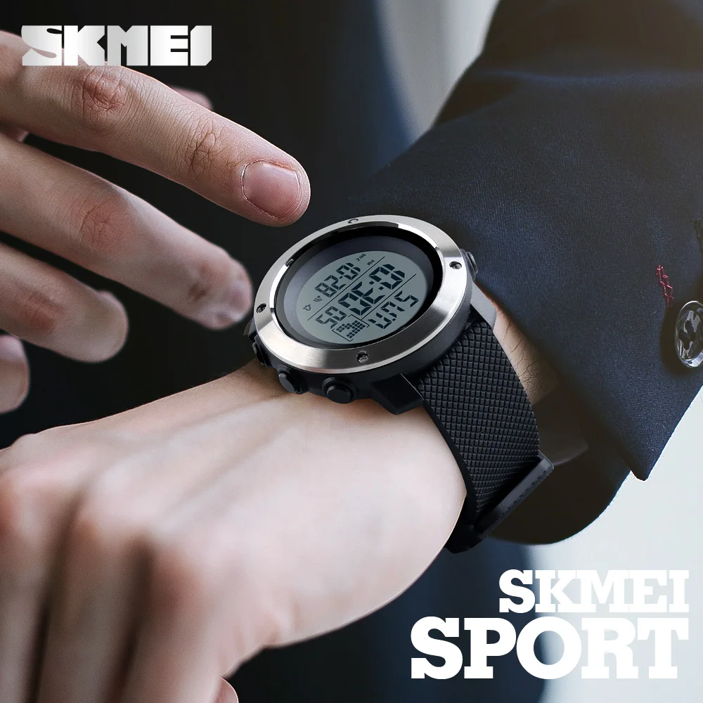 SFMEI новые модные спортивные часы из нержавеющей стали корпус мужские цифровые