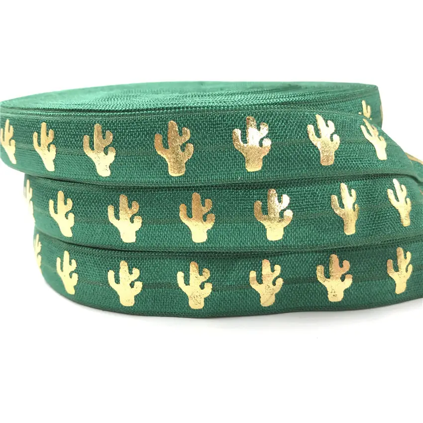 GS226 Dark Green 5/"(5 ярдов/партия) Золотая фольга Печатный враг кактус на голову эластичная повязка для головы с ленты для волос Аксессуары Пояс - Цвет: GS226 Dark Green