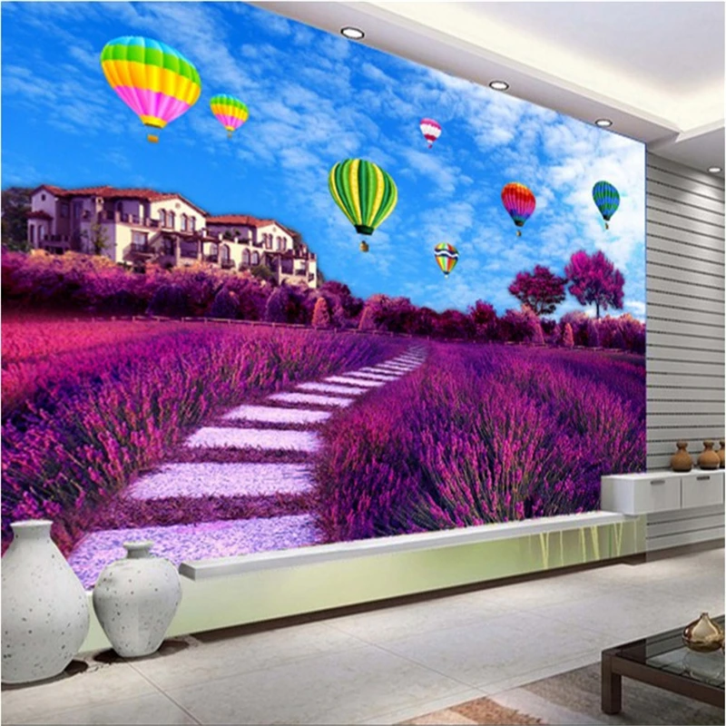 

beibehang Large custom wallpapers Lavender flowers of the sea beautiful sea TV backdrop papel de parede para quarto em 3d relevo