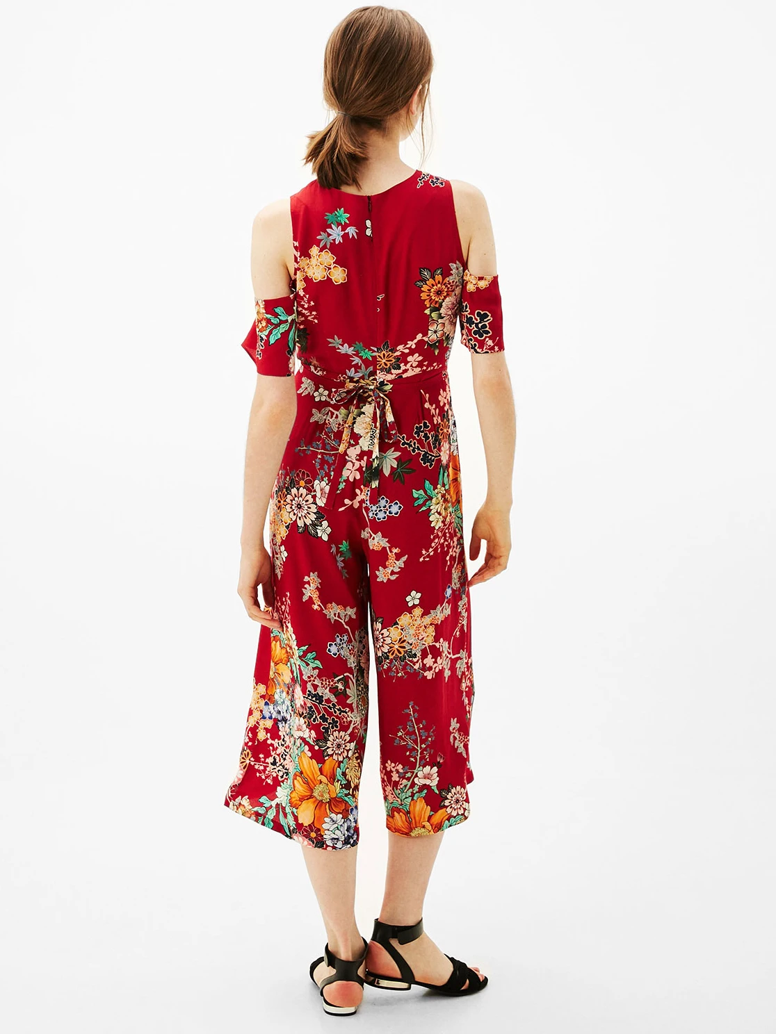 2017 весна лето Женщин вне плечо цветочные печати лук талия рукавов длинный