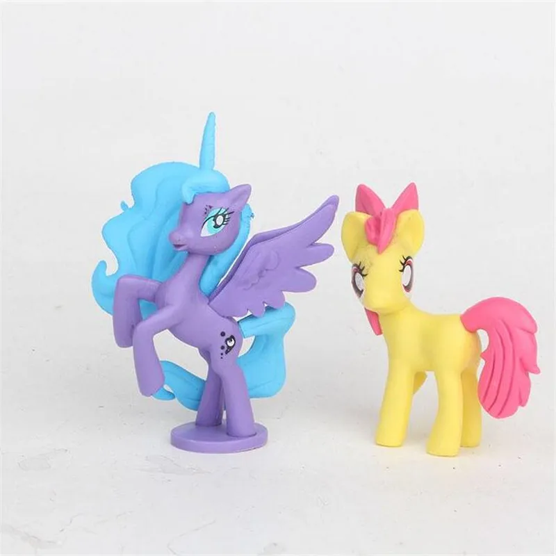 

12 pcs/set 5-8cm Rainbow horse my cute pvc unicorn little ponis horse action toy figures dolls for girl birthday christmas gift