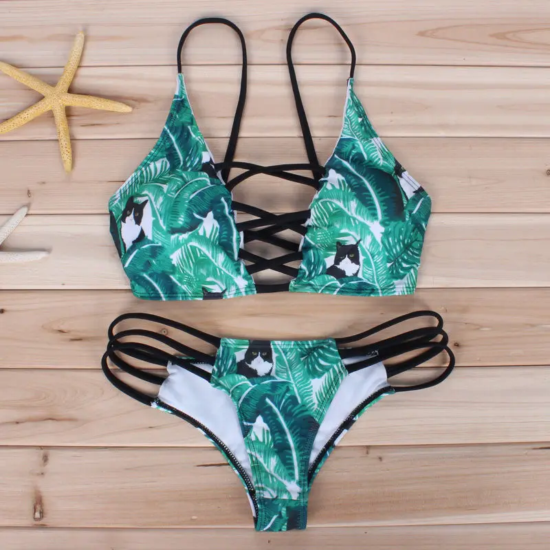 Новинка 2017 сексуальный женский комплект бикини из двух предметов с черным