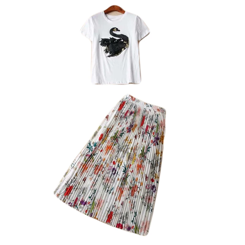 Богемная плиссированная юбка XF повседневная шифоновая с цветочным принтом лилии