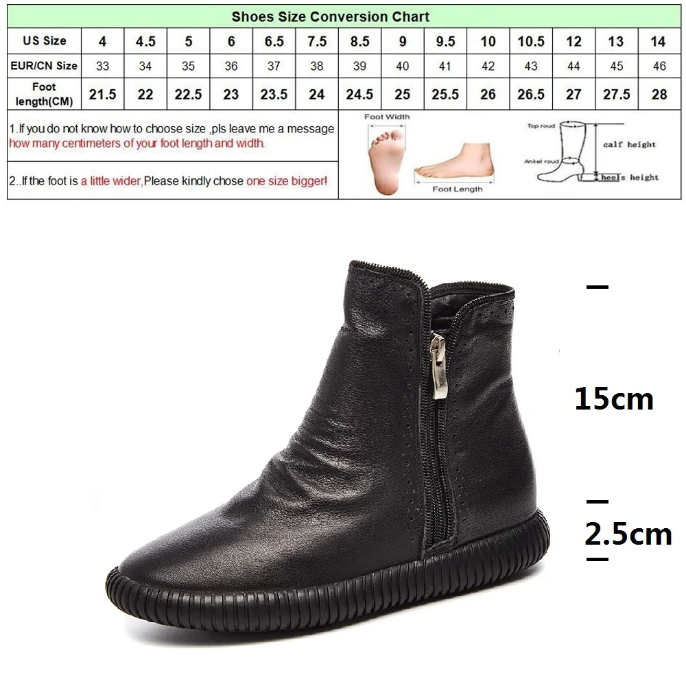 

DRFARGO Shoes Women Genuine Leather Ankle Boots Zipper Round Toe Platform Boots size 35-40 Drop shipping Wholesales Femme Zapato