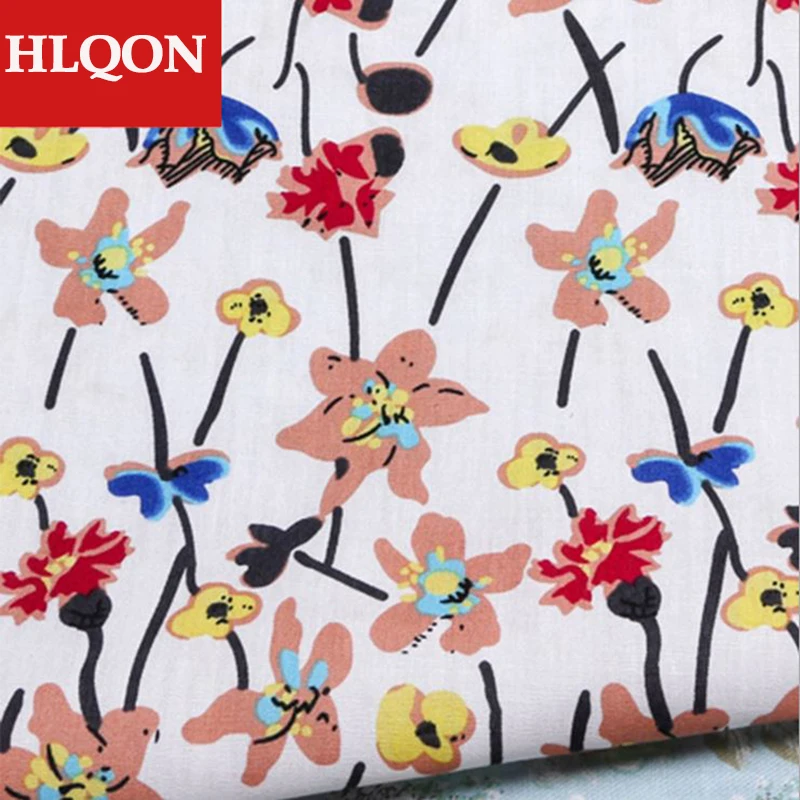 HLQON Big deal! 100%cotton print fabric lining silk soft cotton tissue for fashion dress bed sheet home decor patchwork | Дом и сад