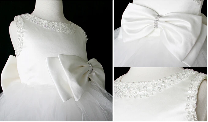 Elegant Summer girl birthday dresses toddler pearl tutu flower for weddings white/black baptism 2-11Y | Детская одежда и обувь