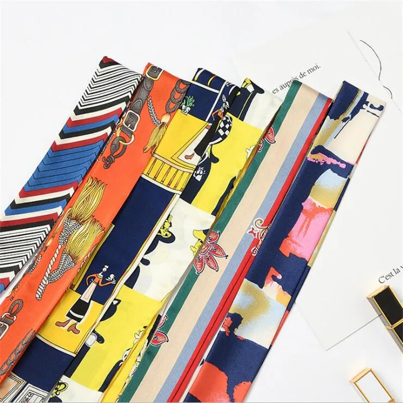 Женский шелковый шарф в полоску маленькая сумка с цветочным принтом и