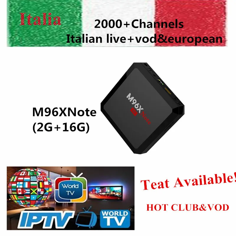 M96XNote Italia Iptv Andriod6.0 1500 + каналов Smart TVbox QHDTV iptv арабский французский язык Европа и vods