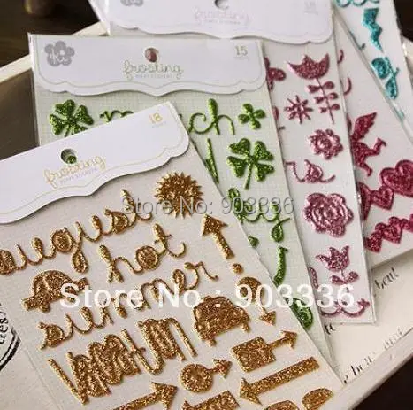 

Шесть различных дизайнов, блестящие трехмерные наклейки, декоративные буквы, наклейки с буквами