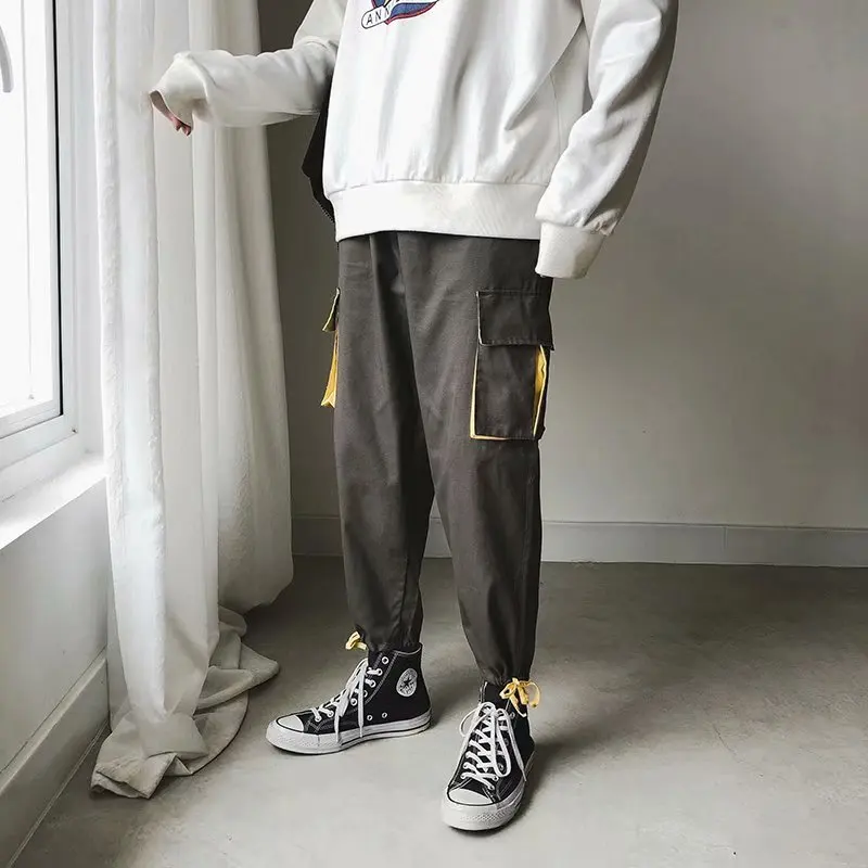 Мужские камуфляжные брюки мужские комбинезоны бегуны карманами сплошной цвет в