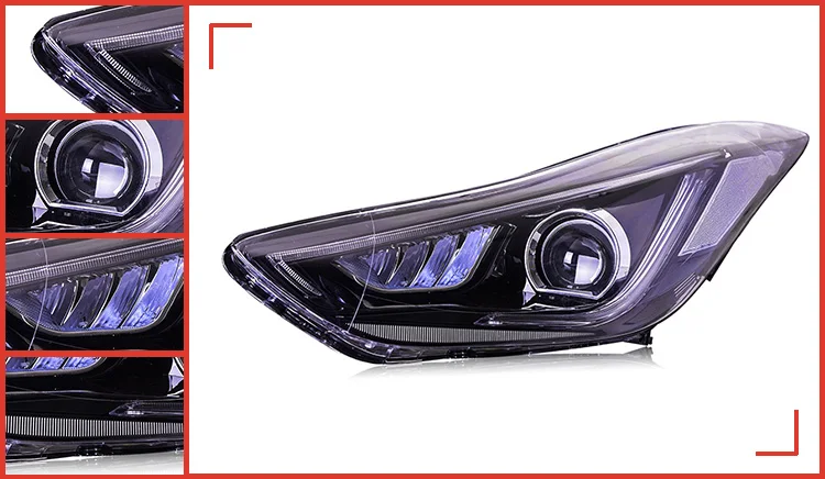 AKD Тюнинг автомобилей Фара для hyundai Elantra 2012- фары светодио дный DRL ходовые огни би-ксенон луч Противотуманные фары ангельские глазки