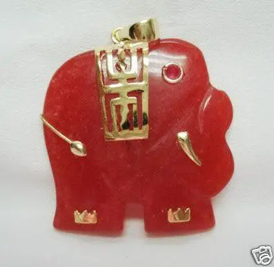 3 шт. Очаровательное ожерелье с подвеской слон Красного нефрита 100% бесплатная
