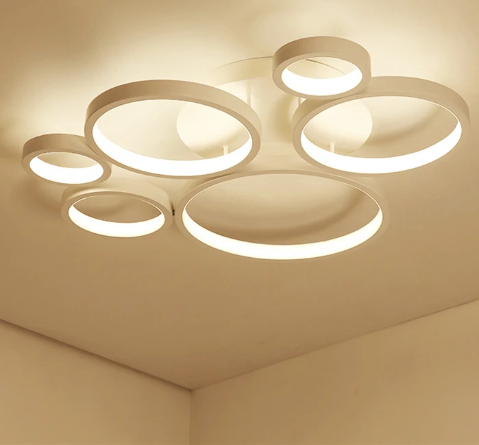 6 light D85cm 96W Минимализм Круг Круглый светодиодный Люстра Гостиная блеск Luminarias Lamparas Спальня Dimmable дистанционного Потолочная люстра - Цвет абажура: 6 light D85cm 96W