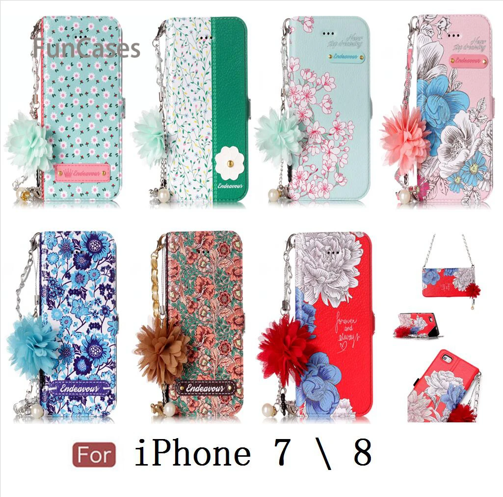 Красивая Хризантема случае СПС Carcasa iPhone 7 из искусственной кожи бусы Мобильные