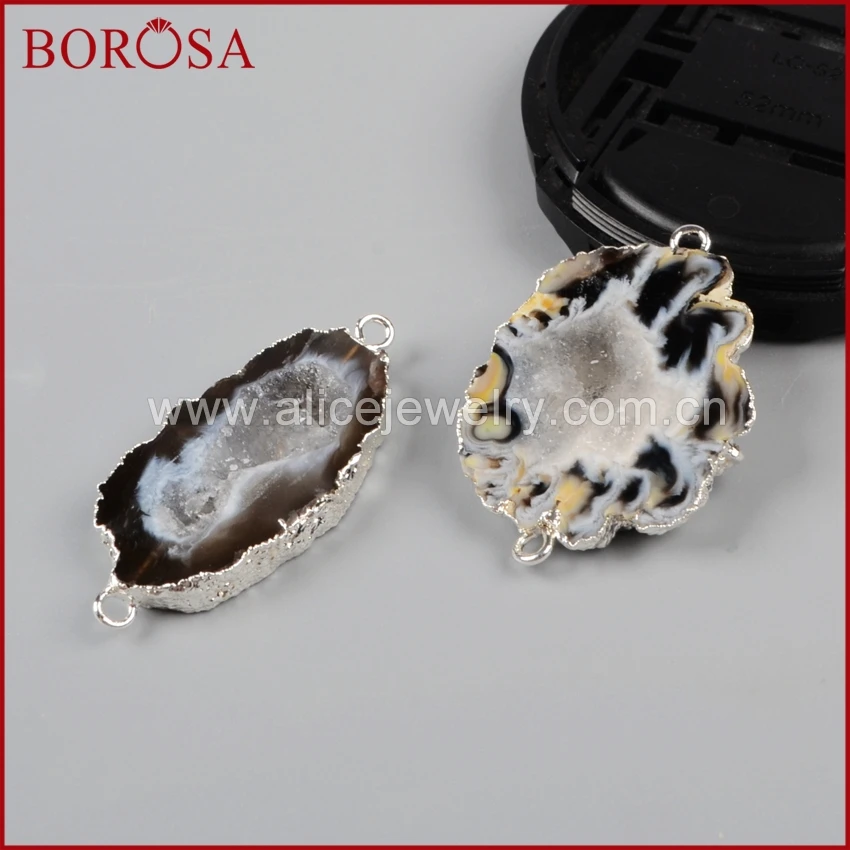 BOROSA 1 шт. серебряный цвет Бесплатная форма натуральный оникс кристалл