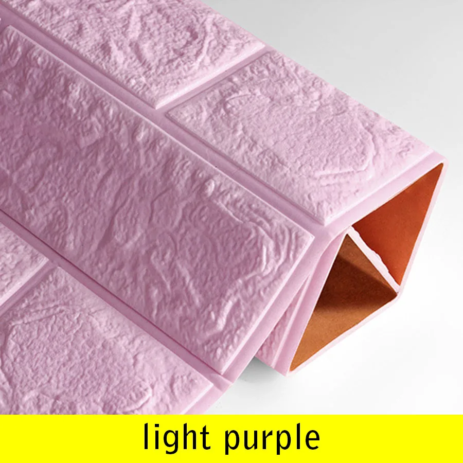 light purple ПЭ Пена 3D наклейки на стены безопасный домашний декор Белая настенная бумага рулон DIY Настенный декор кирпичная гостиная детская спальня декоративная наклейка - Цвет: light purple