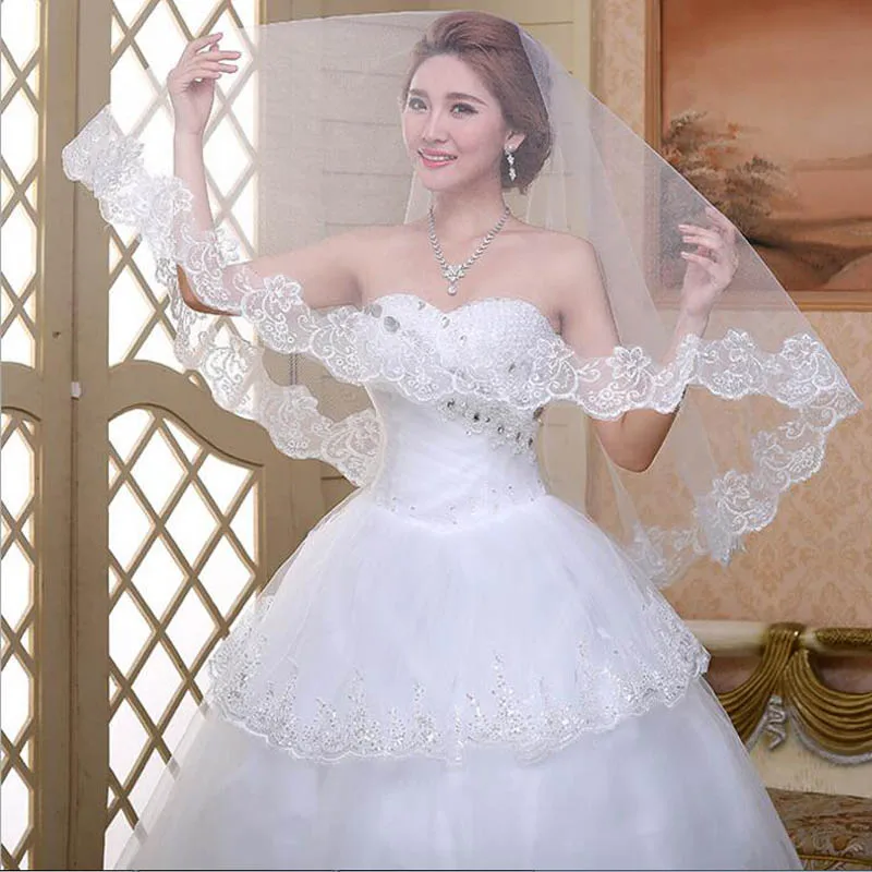 Свадебная фата SoAyle цвета слоновой кости кружевная Фата с аппликацией элегантные