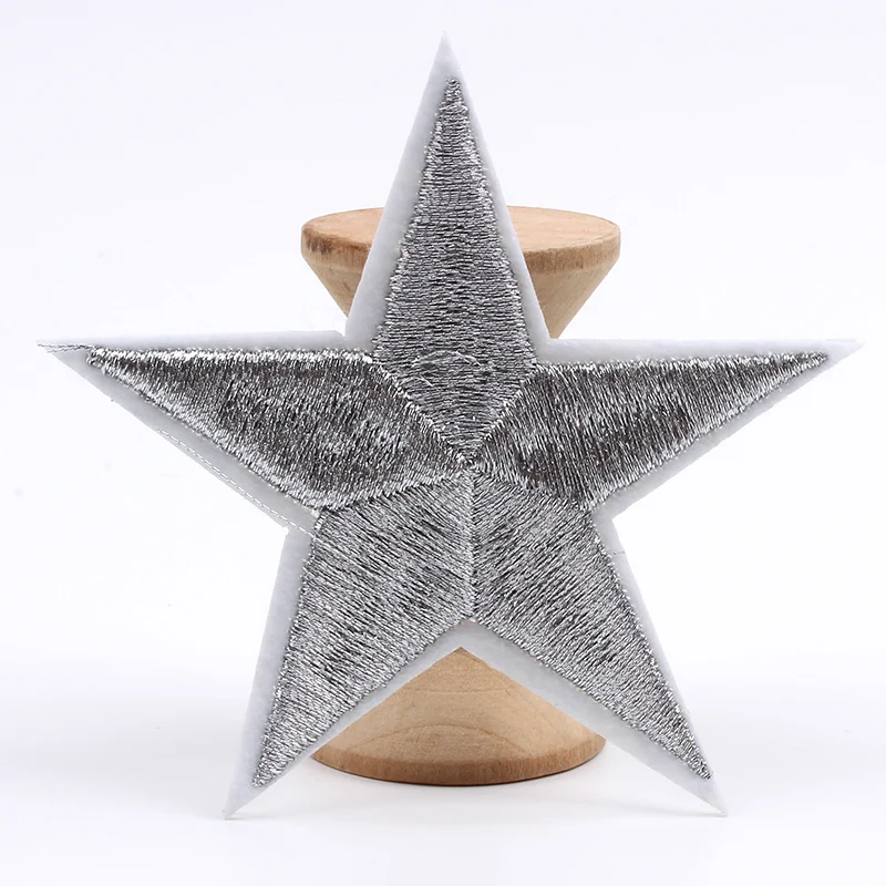 10 шт./лот вышитые нашивки с серебристыми звездами утюгом для шитья сделай сам