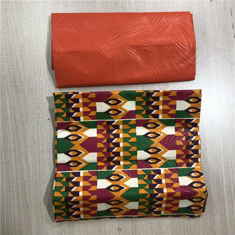 Yellow african kente prints wax fabric polyester sewing fabric wax style design african prints polyester 4 yards AW30