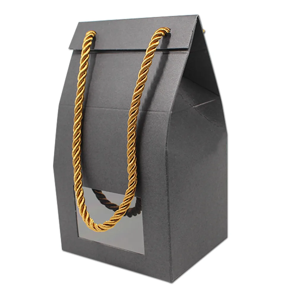 Black 10x8x11cm 20 шт./лот, черный/белый/крафт-бумага для упаковки конфет, фруктов, коробка с ручкой, Подарочная посылка, бумажная доска, коробки с окном - Цвет: Black 10x8x11cm