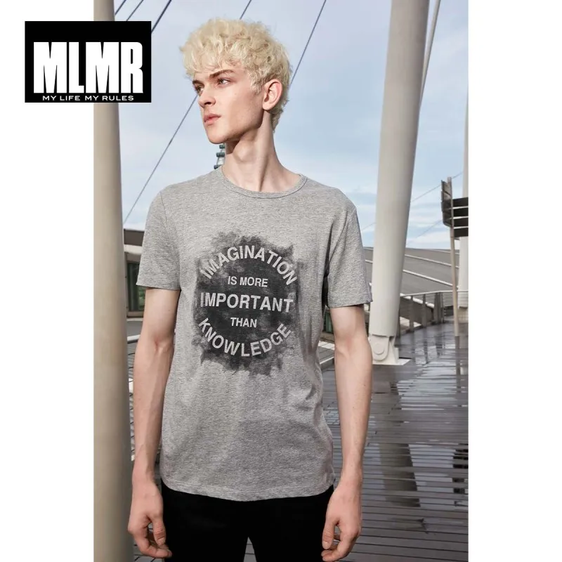 MLMR Мужская футболка с буквенным принтом Футболка с круглым вырезом Топ Мужская футболка JackJones бренд Мужская одежда 219101530