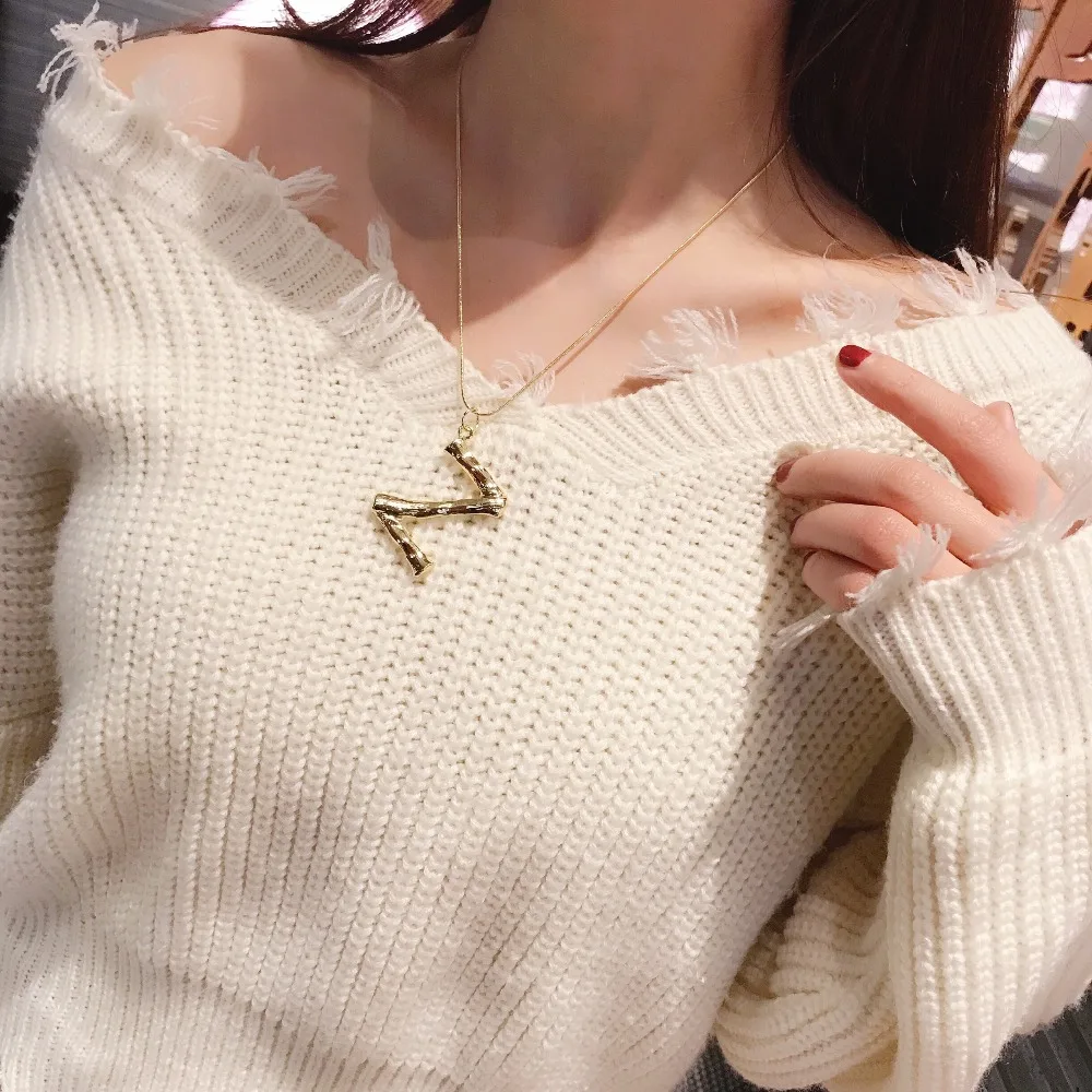 2018 new hot sale fashion Women's Metal Alloy DIY Letter Name Initial Link Chain Girls Charm Pendant Hip_Hop Necklace For Women |