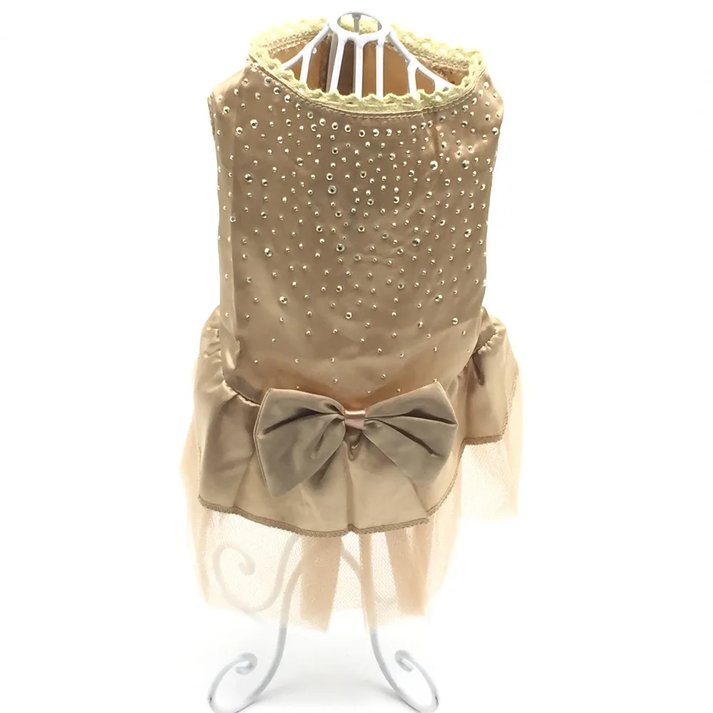 Весенне Летнее шелковое Хлопковое платье с бантом для собак и кошек кружевная