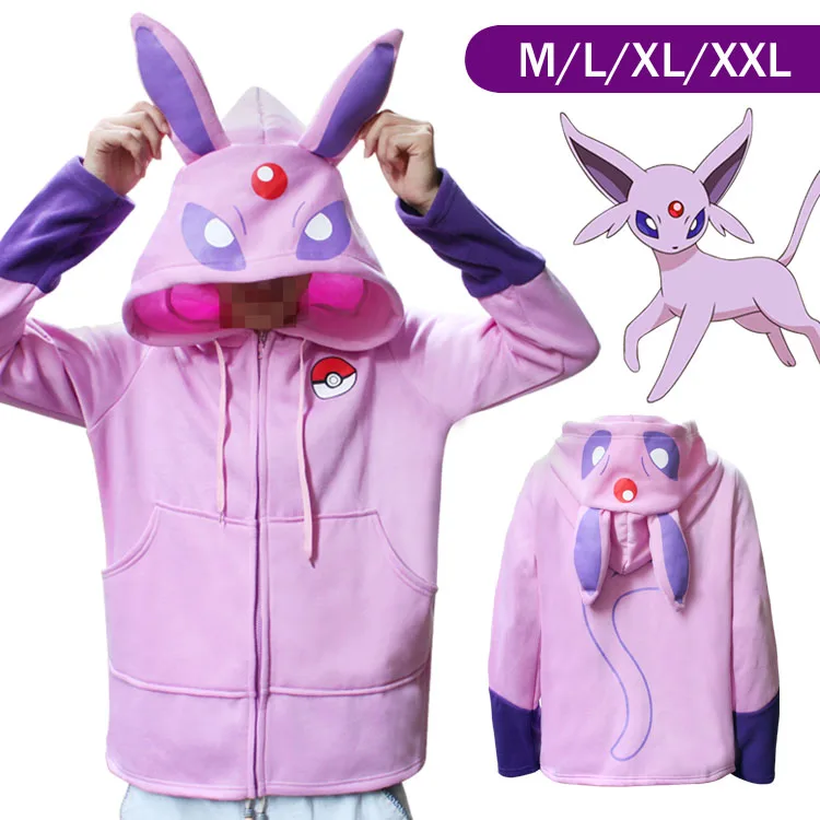 Espeon Косплей Eevee Pocket Monster аниме пальто толстовка Повседневный пуловер модный спортивный костюм утепленная толстовка - Цвет: Espeon