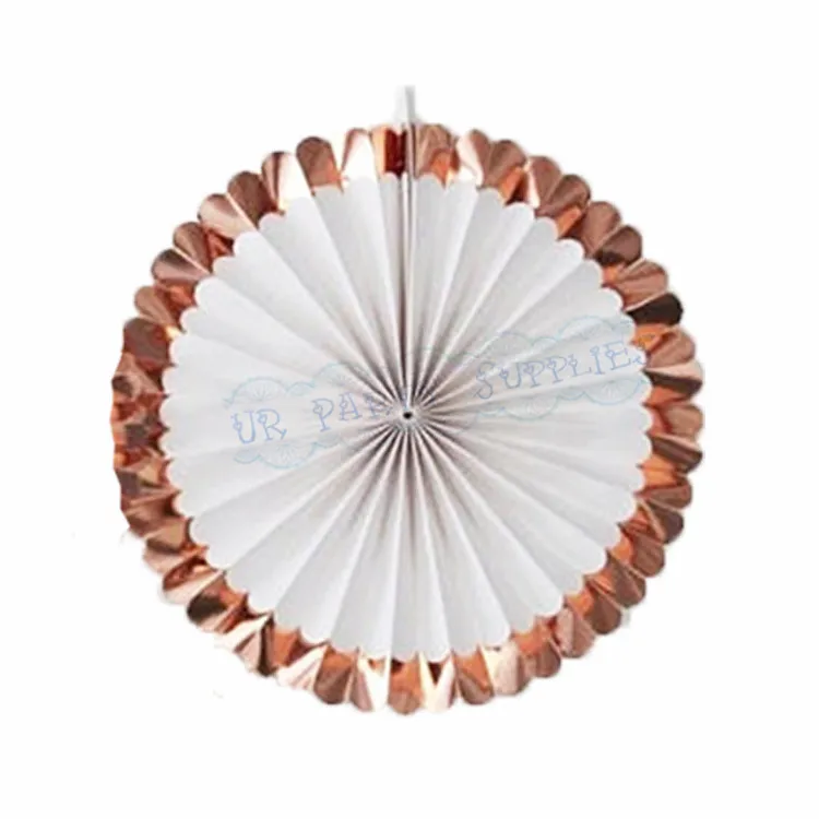 12 шт. Белые и розовые золотые бумажные вентиляторы для девичника украшения