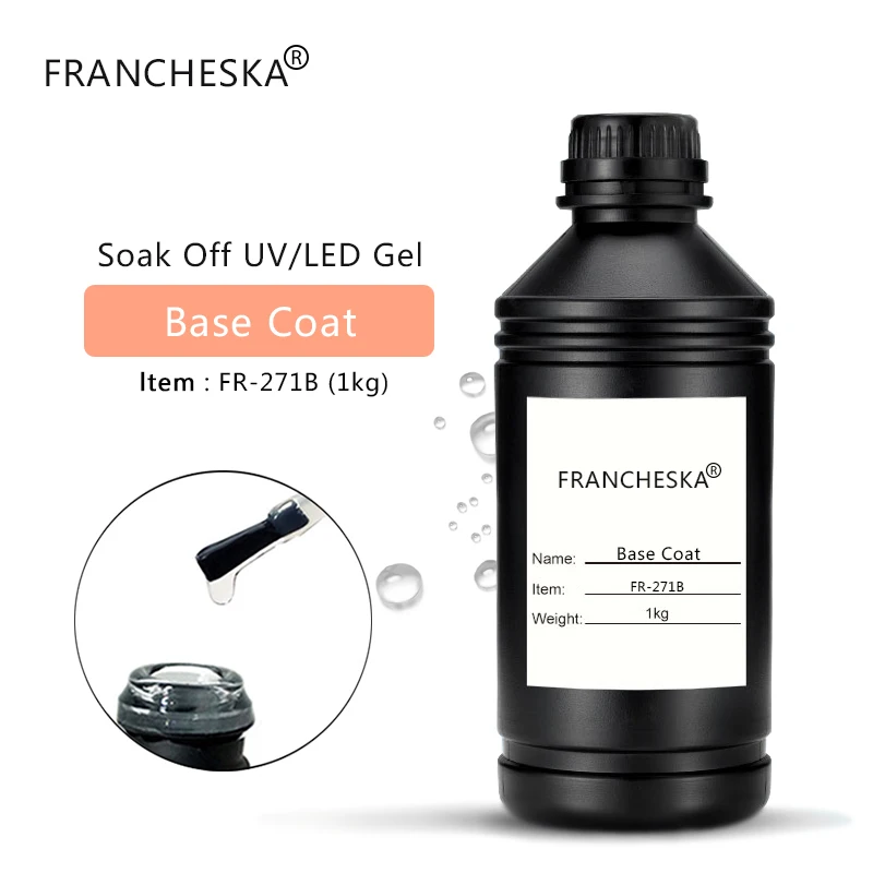 1kg Base Coat Francheska 1 кг бесплатный образец резиновая основа верхнее покрытие УФ-гель прозрачный праймер замачиваемый белый черный гель лак для ногтей долговечный - Цвет: 1kg Base Coat