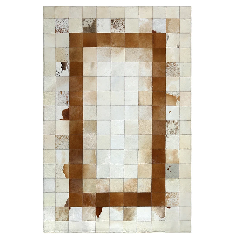 European Style Simple Carpets Living Room Bedroom Tea Table Rugs Cowhide Manual Stitching Carpet Luxurious Large Rug | Дом и сад