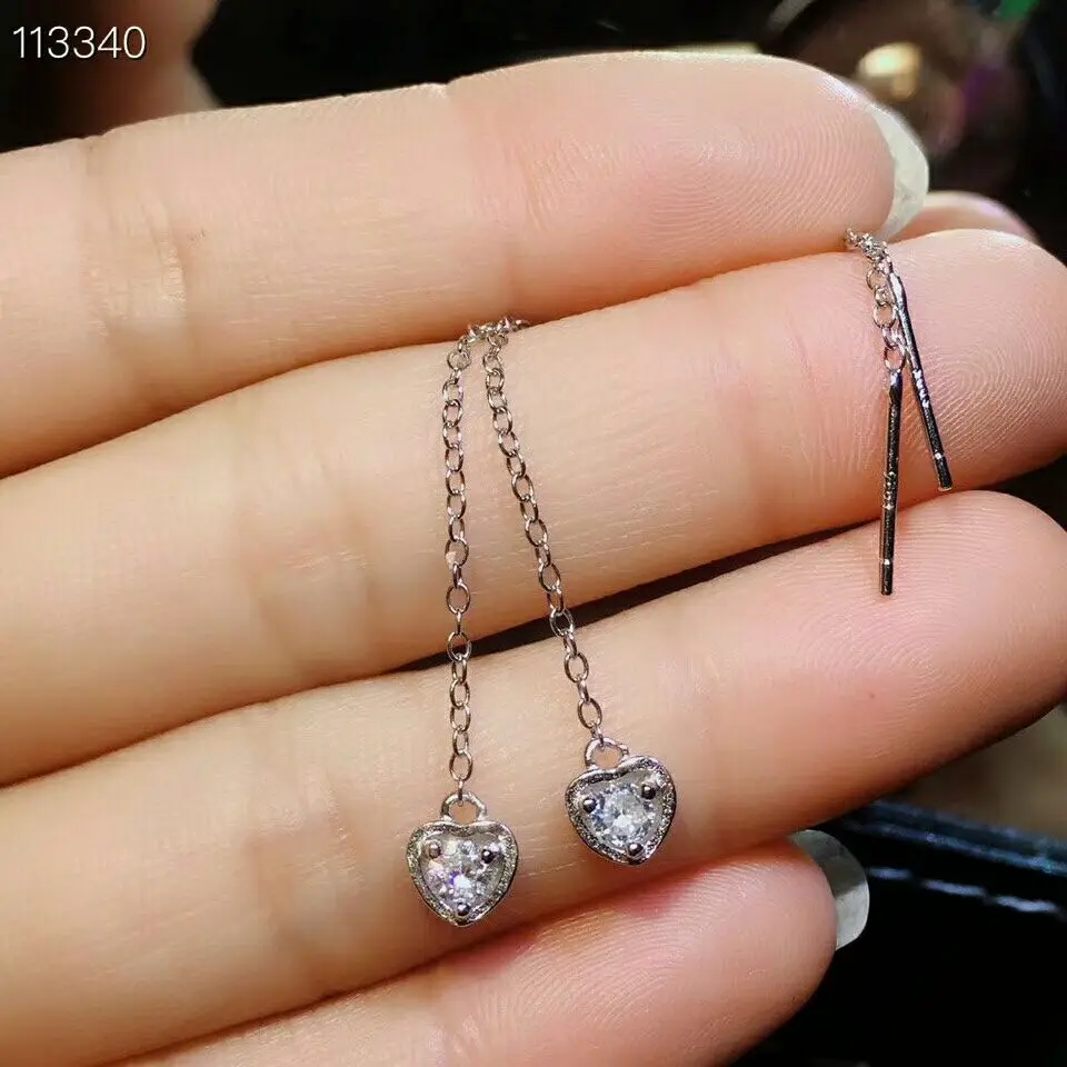 Женские серьги подвески из серебра 925 пробы с муассанитом|Серьги-подвески| |