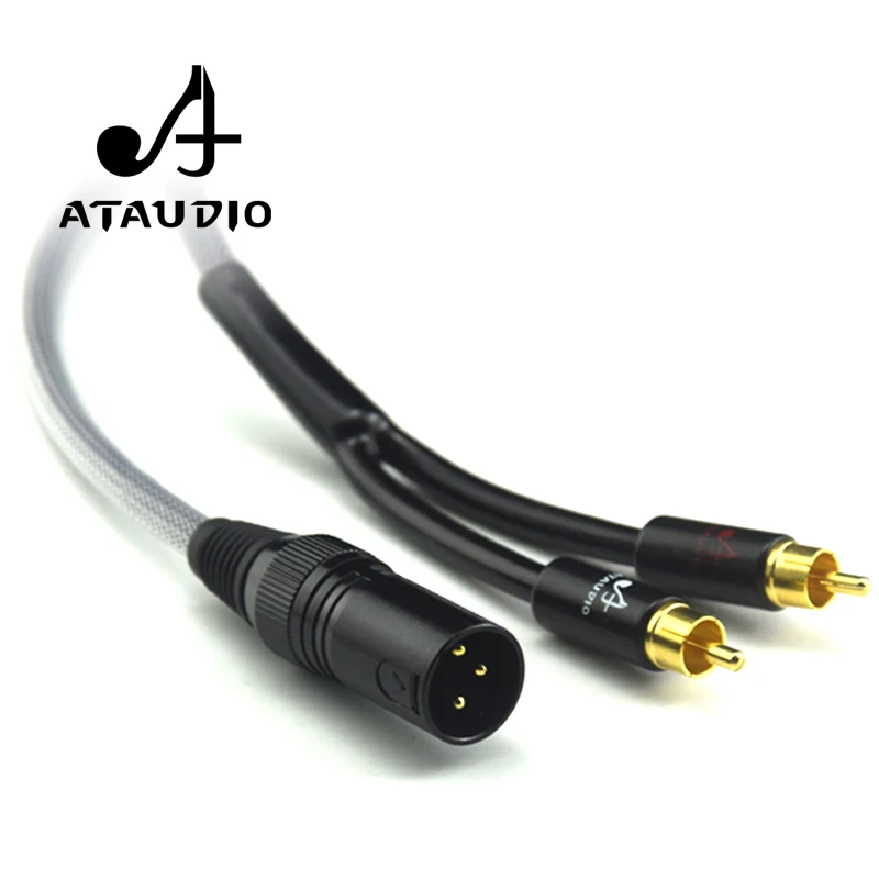 ATAUDIO Hifi 3 pin XLR штекер к 2 RCA Штекер кабель высокая производительность 6N OFC xlr rca