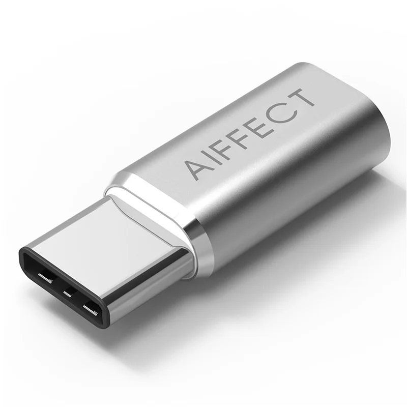 Серебристый AIFFECT мини-адаптер высокого качества type-C к Micro USB type-C конвертер к Micro B для samsung Xiaomi LG Micro B type c устройств - Цвет: Серебристый
