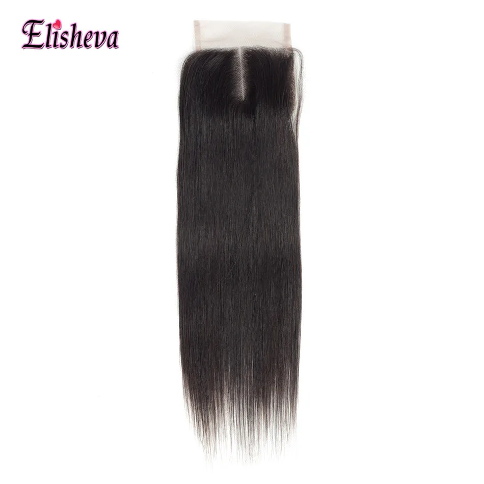 Indian Straight Human Hair 3Bundles With Closure Natural Color Hair Weave Bundles Deal 4x4 Closure NonRemy Hair And Lace Closure