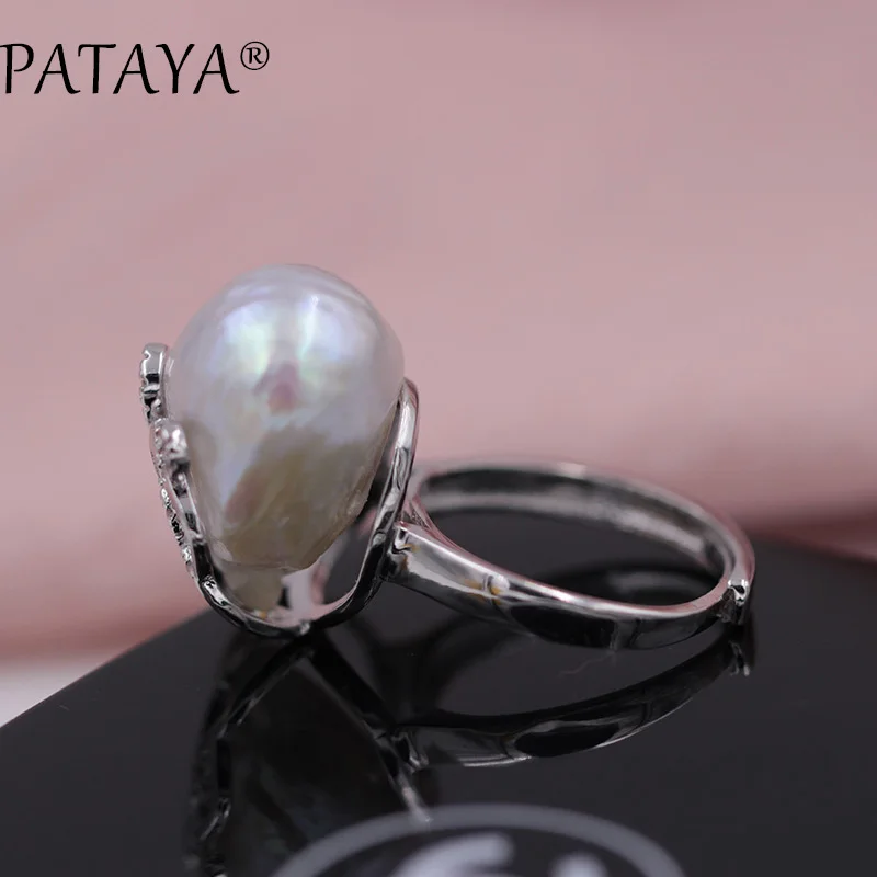 Открытые Кольца PATAYA с большими искусственными жемчужинами оригинальное белое