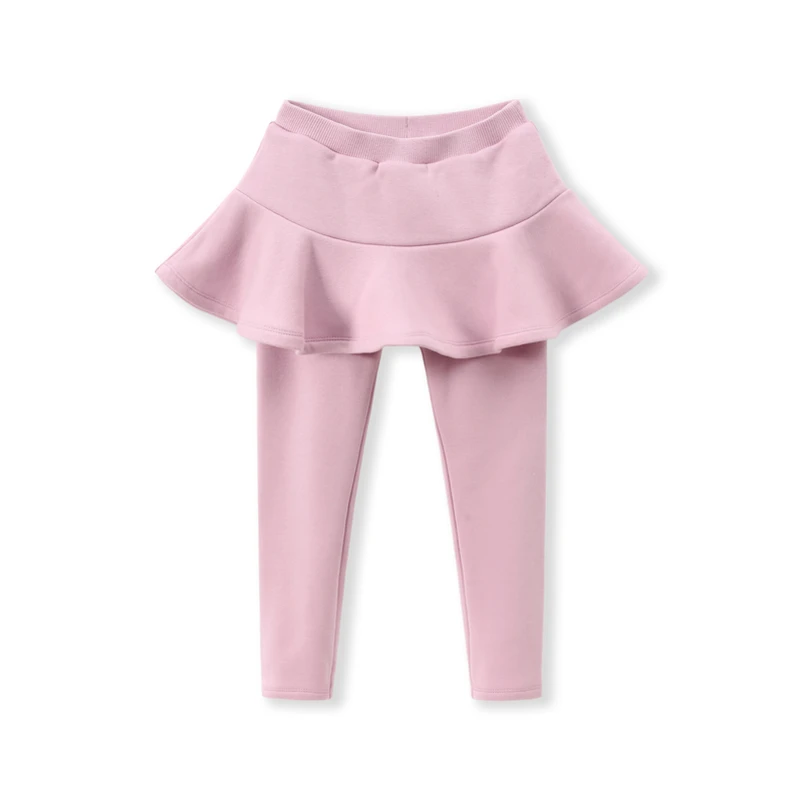 pink Balabala/леггинсы на флисовой подкладке для девочек; Расклешенная юбка на флисовой подкладке; пояс в рубчик для детей; зимняя одежда для девочек - Цвет: pink