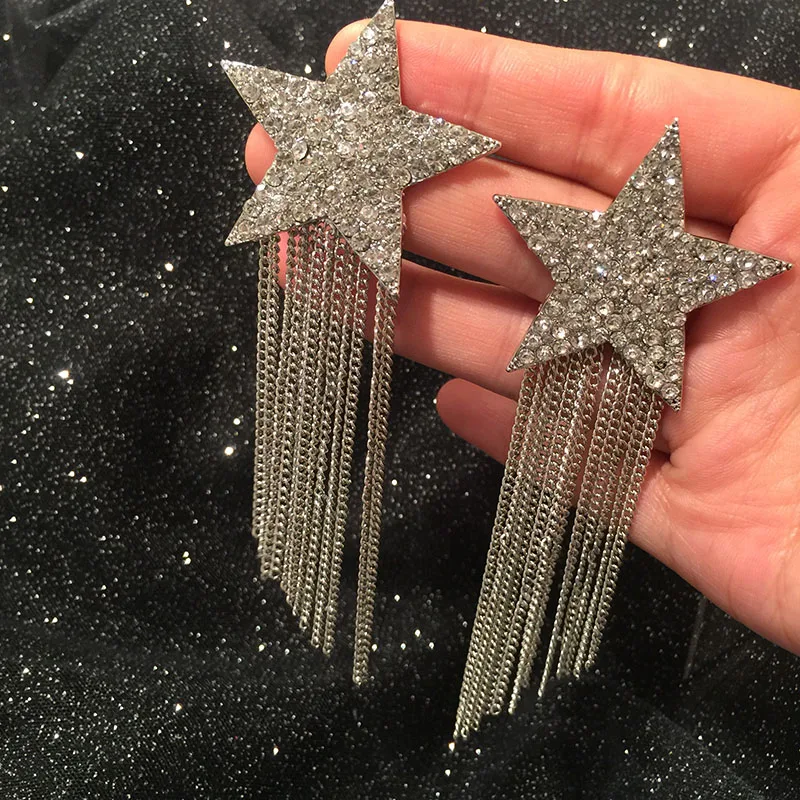 Ciliy металлические серьги с кисточками роскошные ювелирные изделия сверкающие