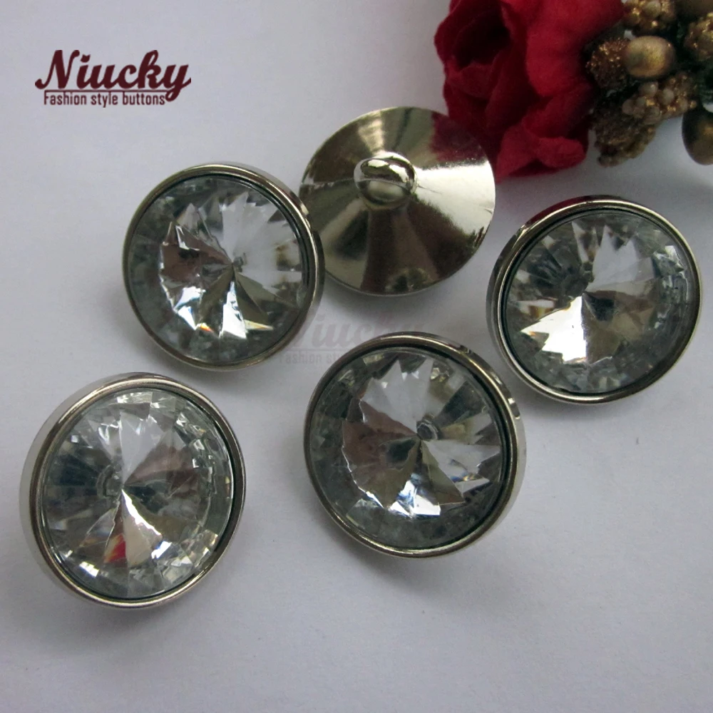 

Niucky 18.5mm Acrylic crystal metal button for clothing sofa bed background decorative buttons crystal pulling buckle M0301d-019