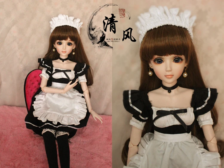 Полный набор высшего качества ПВХ кукла 1/3 Девушка bjd 60 см парик одежда обувь все включено! Ночная Лолита Кукла реборн лучший Нико горничной