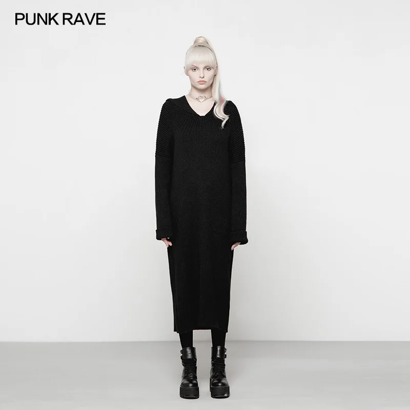 Fashion Hat-pointed Fur Ball Decoration Dress Gothic popular Super Loose Big Hat Hooded Woolen PUNK RAVE OPM-089TMF | Женская одежда