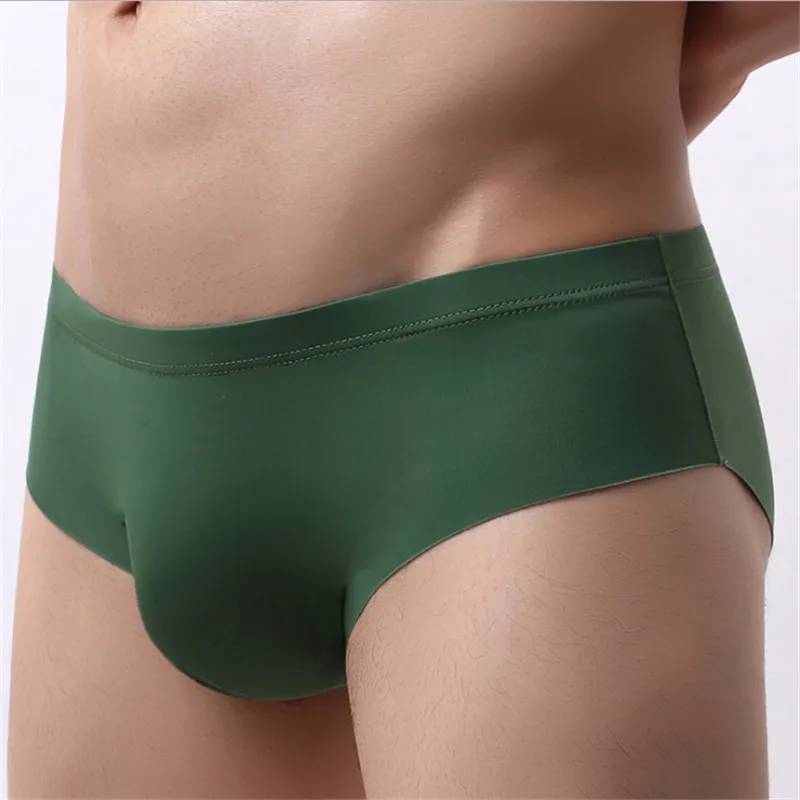

4Pcs/Set One-Piece Mens Briefs Ice-Silk Summer Cool Ultra-Thin MaleTranslucent Sexy Breathable U-convex youth Triangles Panties