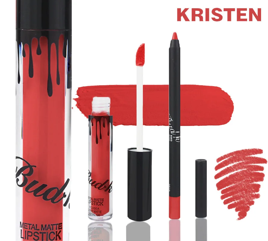BK13 10 without box 2 in 1 Lip Liner Lipstick matte lips kits pencil Red Nude Liquid makeup lasting waterproof Mate pen lip gloss red has cosmetics - Цвет: BK13 10 without box