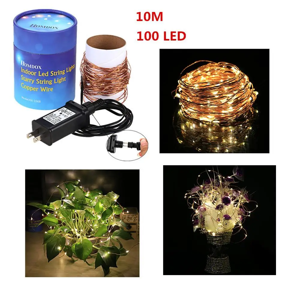 100 светодиодный звездный свет гирлянды Фея шт. медный провод для вечерние